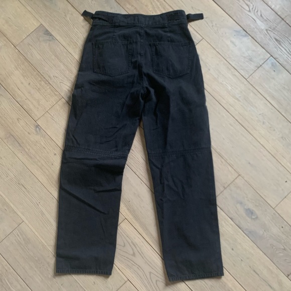 Current/Elliot Black Cotton Studded Baggy Fit Adjustable Waist Buckle Jeans - Picture 4 of 5